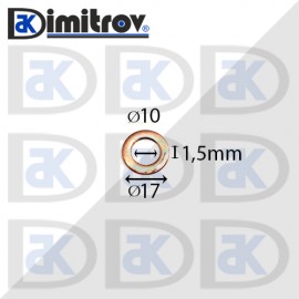 Дифтунга Ø 10 х Ø 17 х 1,5 mm медна